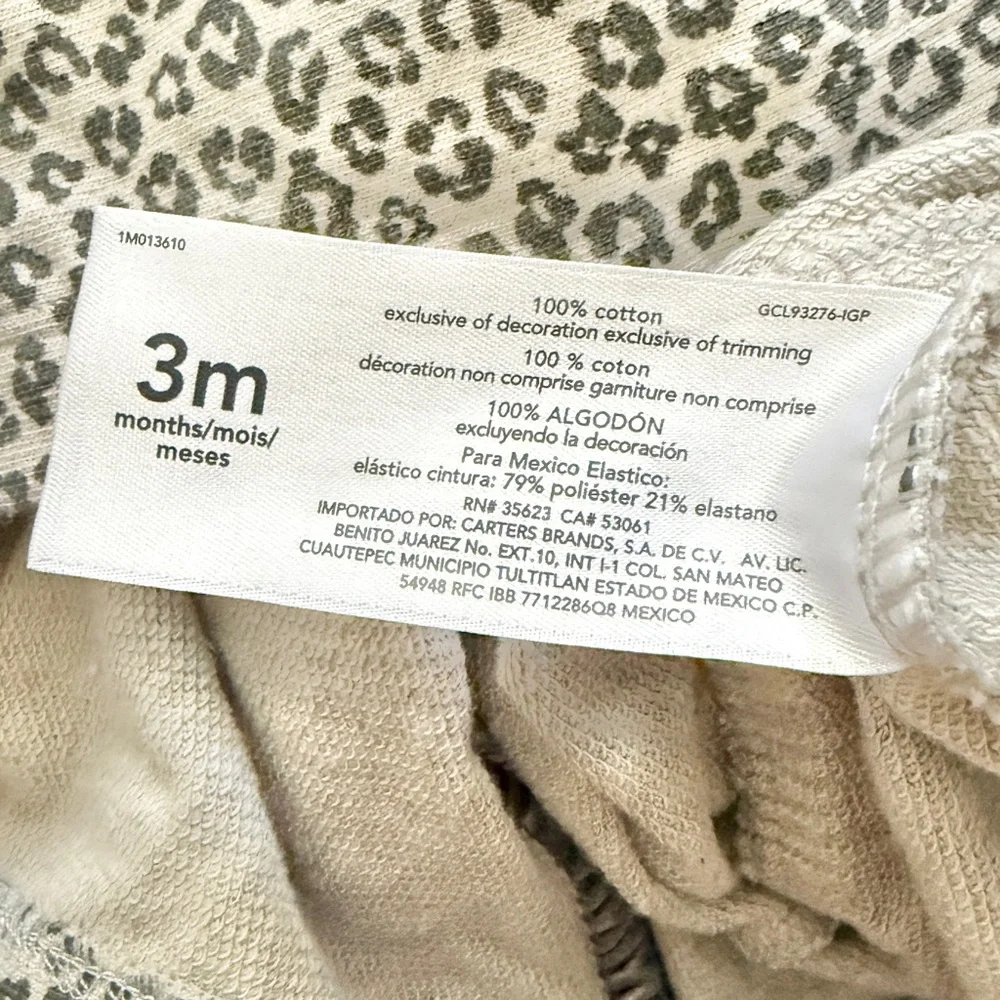 Carter’s Hooded Leopard Zip-Up Jumpsuit Gray Size 3 Months